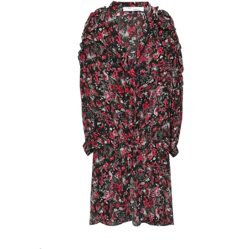 Iro Equip cutout printed silk crepe dress red and black size 4